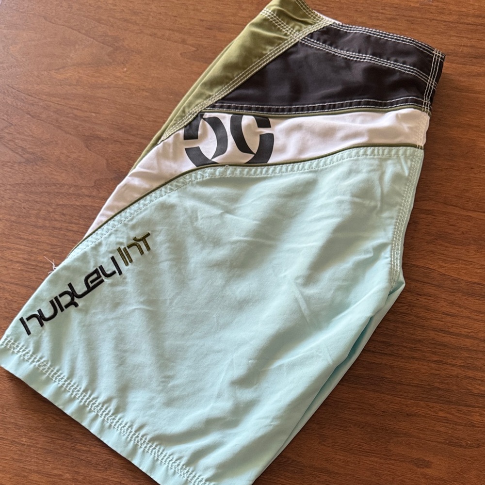 Hurley Mint, Olive & Black Colorblock Board Shorts